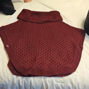 Elegant Maroon Knit Poncho